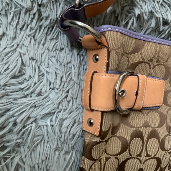 Vintage Coach Signature & Purple Suede Slim Crossbody Shoulder Bag Rare Find! - Picture 4 of 10